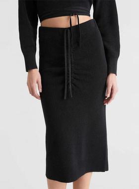 澳洲时尚WITCHERY 亚麻混纺 女款系带修身针织半身裙24102433