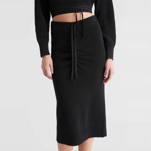 澳洲时尚WITCHERY 亚麻混纺 女款系带修身针织半身裙24102433