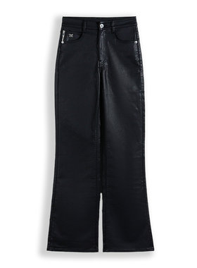 SASS BIDE 女款仿皮高级气质牛仔宽松微喇长裤 25121815