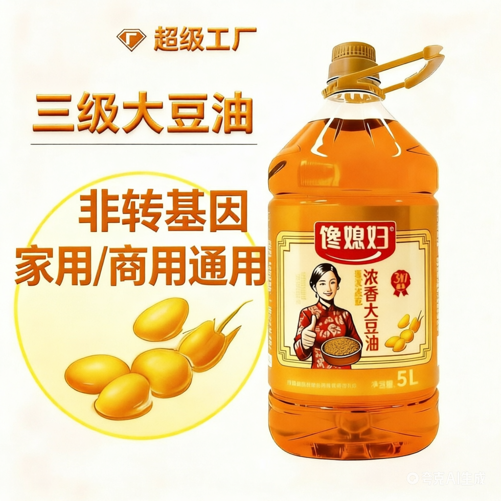 馋媳妇三级大豆油5L桶装家用炒菜烹饪食用植物非转基因纯正食用油