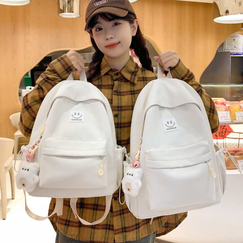 日系ins风休闲小背包轻便百搭书包 简约初中生高中大学生双肩包女