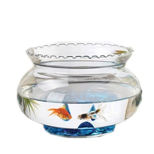 创意透明玻璃鱼缸水培器皿花边金鱼专用缸办公桌生态造景水培绿萝