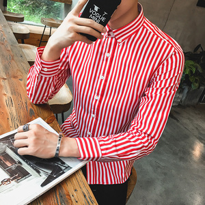 17春款男士条纹长袖衬衫聚酯纤维 266-C16-P23图片