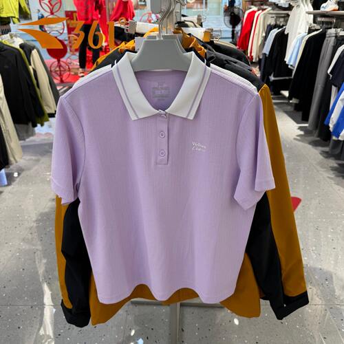 361度女子翻领短袖T恤运动polo衫