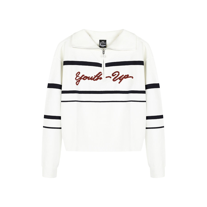 361度女式毛衣外套立领针织衫加厚保暖拼色上衣冬季新品562549818