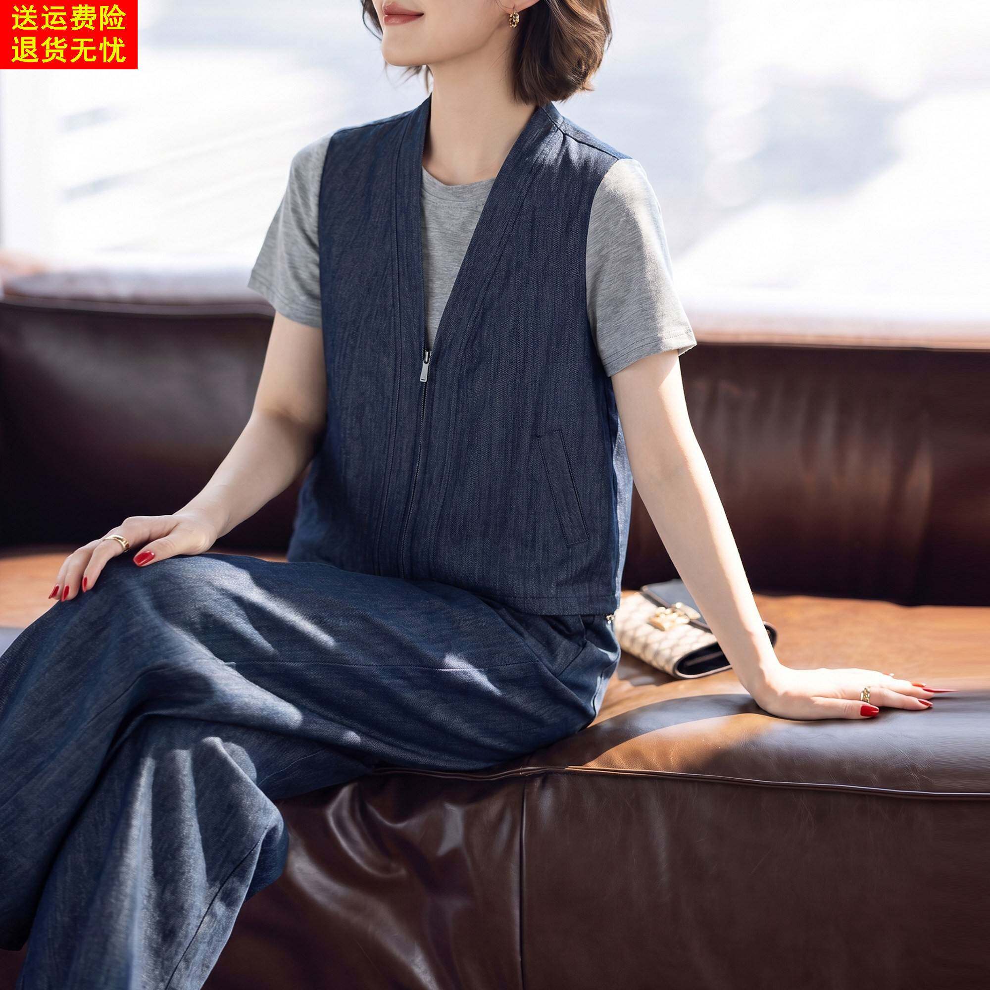 中老年女假两件套装夏季短袖洋气质端庄大气减龄时尚休闲年轻妈妈