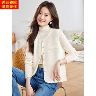 2025新款春秋高级感气质宽松马夹短外套女法式小香风毛衣马甲开衫