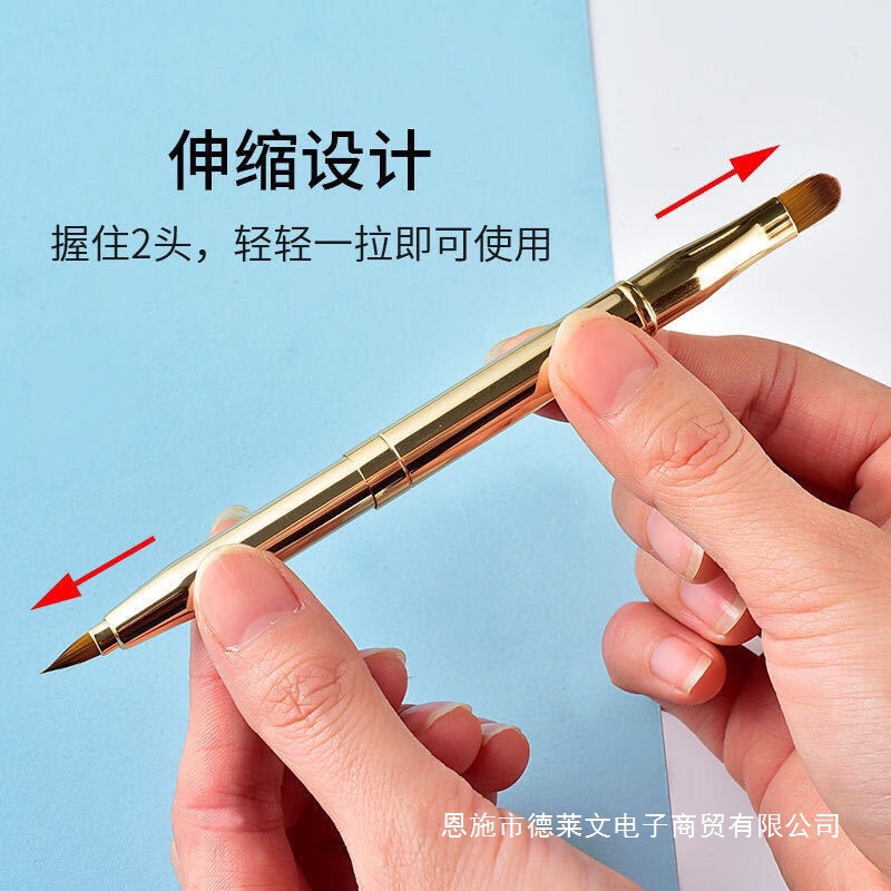 双头两用唇刷可伸缩口红刷女生便携款带盖眉刷化妆刷遮瑕刷唇线笔