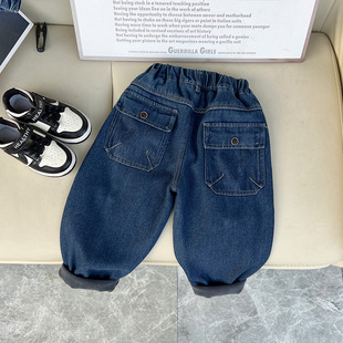 男童新款 加厚休闲裤 韩版 中小童炸街宝宝秋冬季 冬装 儿童加绒牛仔裤