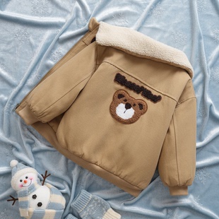 儿童冬装宝宝百搭潮衣服冬季中小童洋气夹克上衣男童加绒外套童装