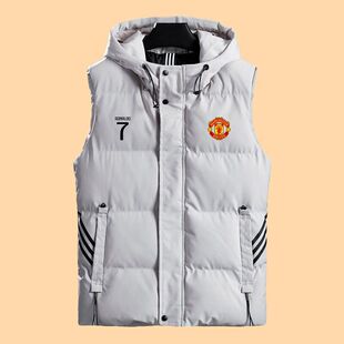 曼联C罗欧冠足球外套羽绒棉马甲棉衣男士2025秋冬休闲百搭立领坎