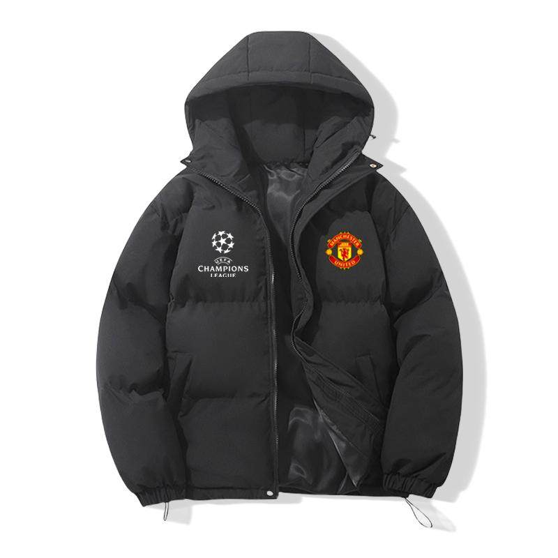 冬季曼彻斯特联足球俱乐部英超加厚保暖棉衣男士连帽外套面包棉袄