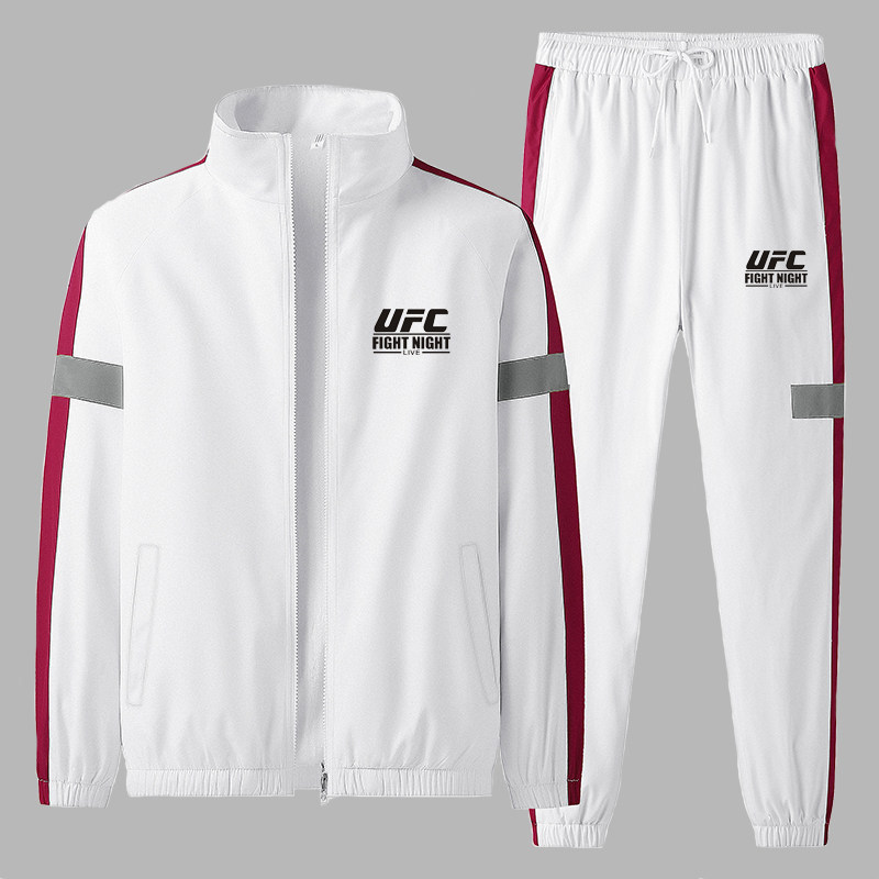 秋冬UFC立领夹克拳击运动服男套装MMA搏击外套长裤加绒加厚两件套
