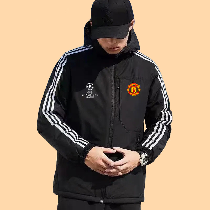 曼联队7号C罗运动夹克棉衣男女秋冬季足球队联赛外套加厚连帽棉袄
