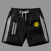 沙滩休闲透气中裤 男欧冠多特蒙德足球裤 夏季 三分裤 速干子男士