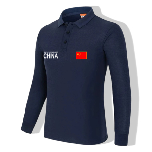 中国男篮China长袖POLO衫国家队训练服篮球透气速干春秋季t恤体恤