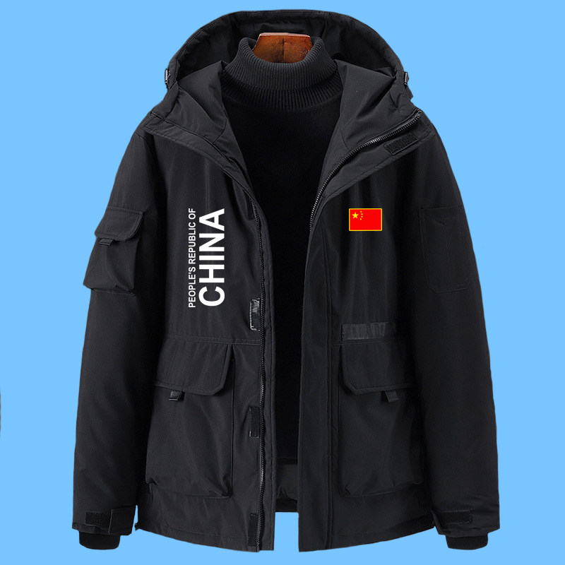 2025秋冬季羽绒外套男女款防风夹克棉衣保暖风衣中国队连帽风衣
