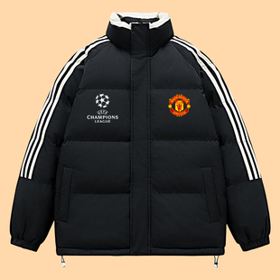 2025冬季曼彻斯特联足球俱乐部英超加厚保暖棉衣运动外套面包棉袄
