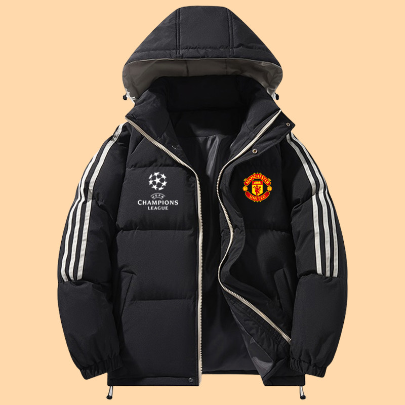 冬季曼彻斯特联足球俱乐部英超加厚保暖棉衣外套连帽大码面包棉袄