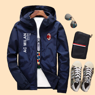 2025春秋款欧冠AC米兰夹克休闲风衣男士足球运动防风外套