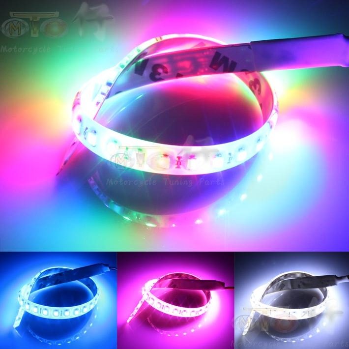 电动摩托车汽车改装防水超亮12V七彩爆闪跑马彩灯条流星闪led灯带