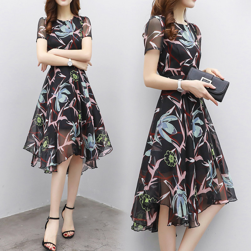 The dress Short-sleeved chiffon dress 2017 Summer style Women's wear Self cultivation temperament Pendulum Floral skirtin the Women's clothing/Boutique , Dress  category - from Buy2taobao.com to provide professional Taobao agent buy service