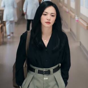 原版以美之名姚晨乔杨同款衬衫上衣春秋v领黑色衬衣裤子女衣服潮