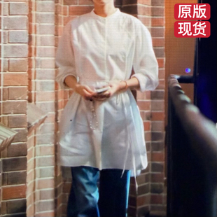 原版爱情没有神话林展翘同款白色中长款衬衫上衣不规则衣服裤子女