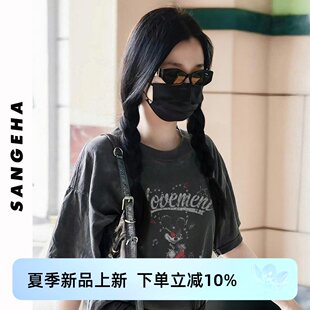 原版灿如繁星林晚星虞书欣同款短袖T恤女美式复古街头穿搭漂亮上