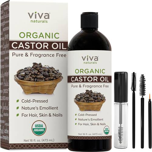 美国直邮Viva Naturals 有机蓖麻油 皮肤头发睫毛身体 473ml
