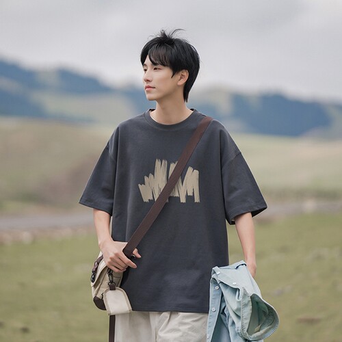 WASSUP BROWN短袖t恤男夏季新款美式重磅纯棉男生半袖体恤衣服