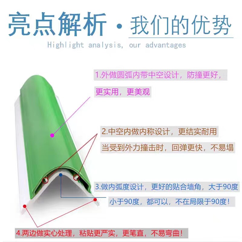 儿童防撞条塑料包边角护墙角保护角条防碰撞护条软条防水室外自粘