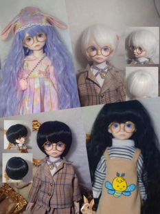6分8分bjd/SD娃娃假发男娃女娃仿真头发短发波浪卷发长卷发高温丝