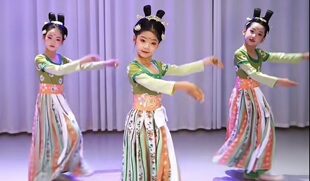 玉人舞幻世长安演出服小鹿舞蹈服儿童表演服古典敦煌汉服