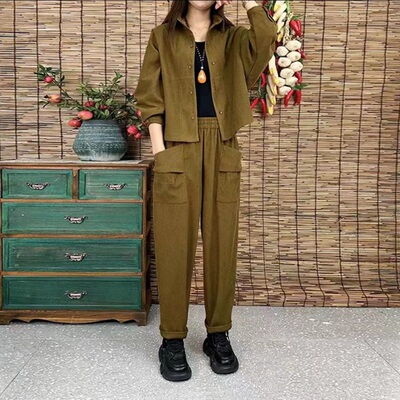 雪尼尔2023年秋季开衫休闲套装女