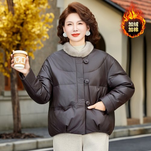 皮衣女短款加绒加棉立领毛领棉衣