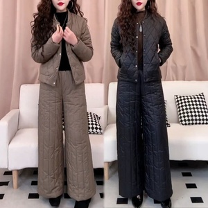 棉服套装女秋冬新款时尚洋气妈妈减龄休闲保暖棉衣阔腿棉裤两件套