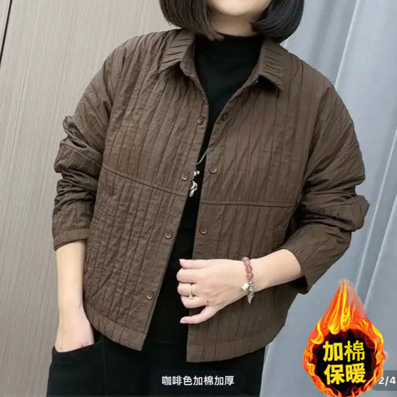 秋冬新款时尚洋气宽松百搭夹棉外套女士韩版休闲潮流翻领上衣短款,女装/女士精品,短外套,淘宝优惠券,粉丝福利购,淘宝优惠卷