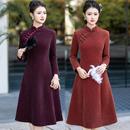 连衣裙A版 妈妈日常旗袍裙金貂绒复古风大码 加厚优雅修身 年轻中式