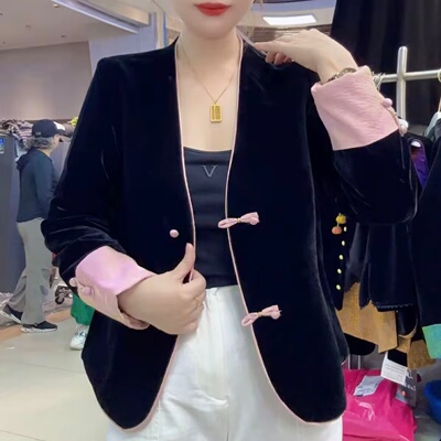 春秋时尚百搭复古盘扣两面穿外套