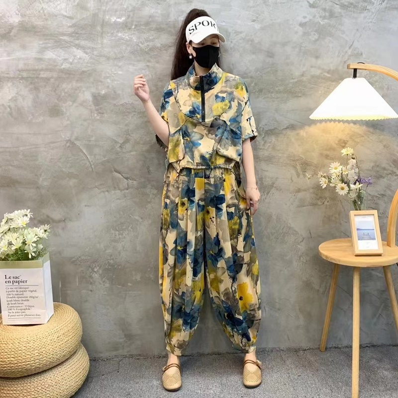时尚休闲套装女士春夏装2025新款爆款高端洋气减龄短袖大妈两件套