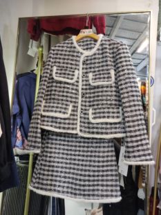 SM码 不退不换看好再拍 黑色格子小香风羽绒服套装