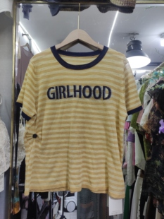 不退不换看好再拍黄色条纹套头针织
