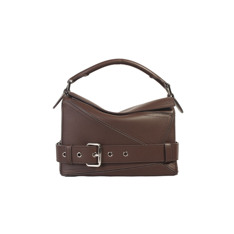 小众几何包拼接单肩手提腋下枕头包BK-5148-可可棕