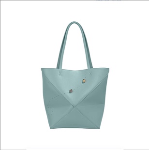 中号限定款Fold小众设计新款真皮折叠几何托特包BK-1053MK冰山蓝