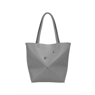 中号限定款Fold小众设计新款真皮折叠几何托特包BK-1053MK珍珠灰