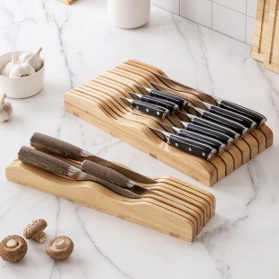 实木抽屉刀架子家用厨房横放卧式橡木质刀座刀具菜刀收纳整理架