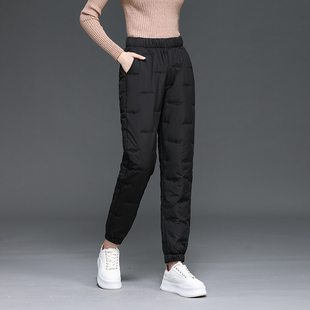 裤 女士冬季 子 女外穿高腰加厚防风百搭显瘦松紧腰灯笼裤 羽绒棉裤