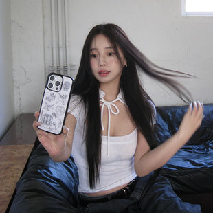 沈小婷同款纯欲风辣妹性感镂空系带短款针织短袖T恤修身显瘦上衣