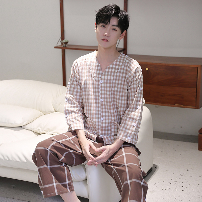 艾灸服女纯棉高档长款情侣套装